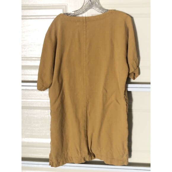 Pure Jill Tencel Lyocell Shift Dress Mustard Yellow Button Shoulder Women’s Smal - Picture 3 of 9